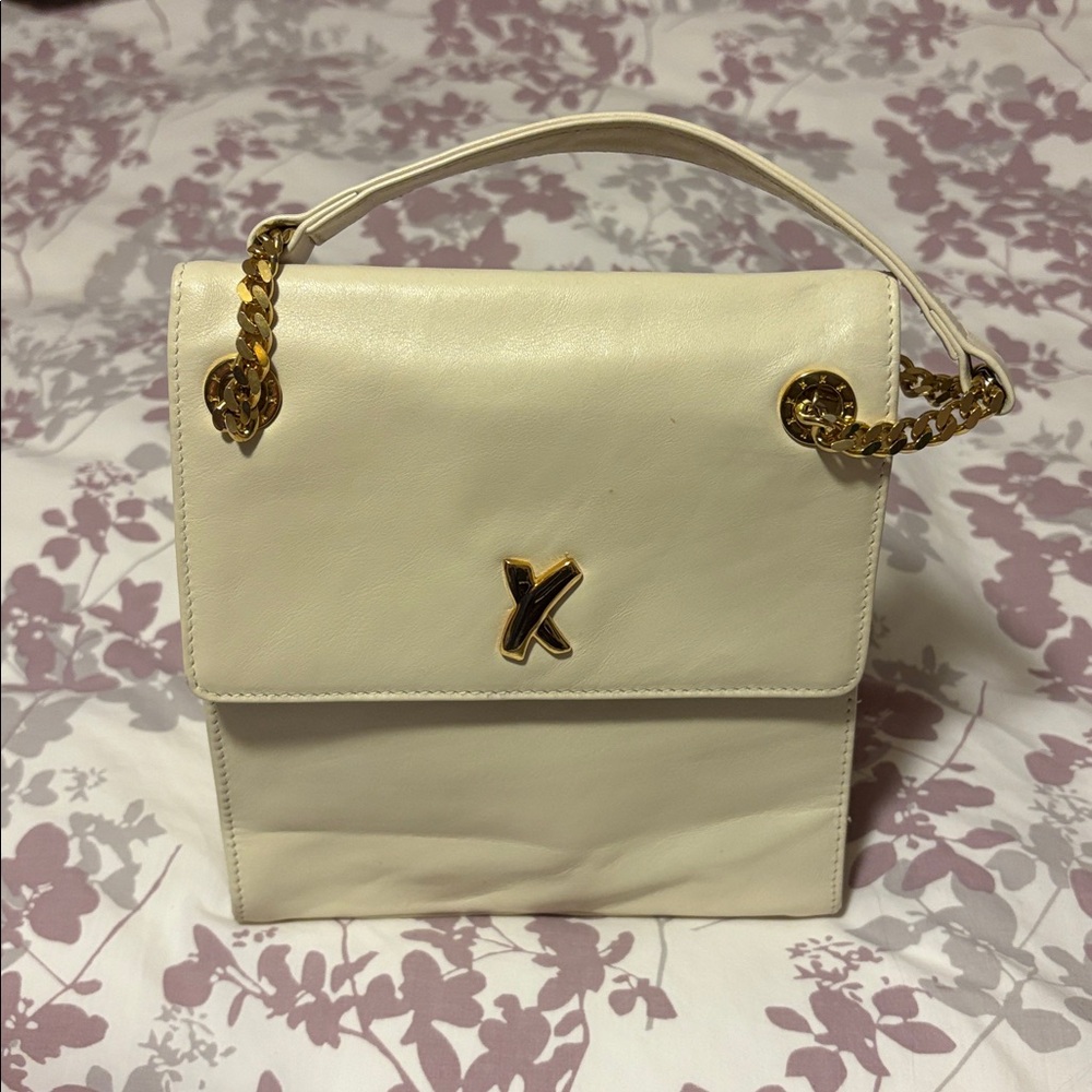 Elegant Cream Handbag with Gold Accents